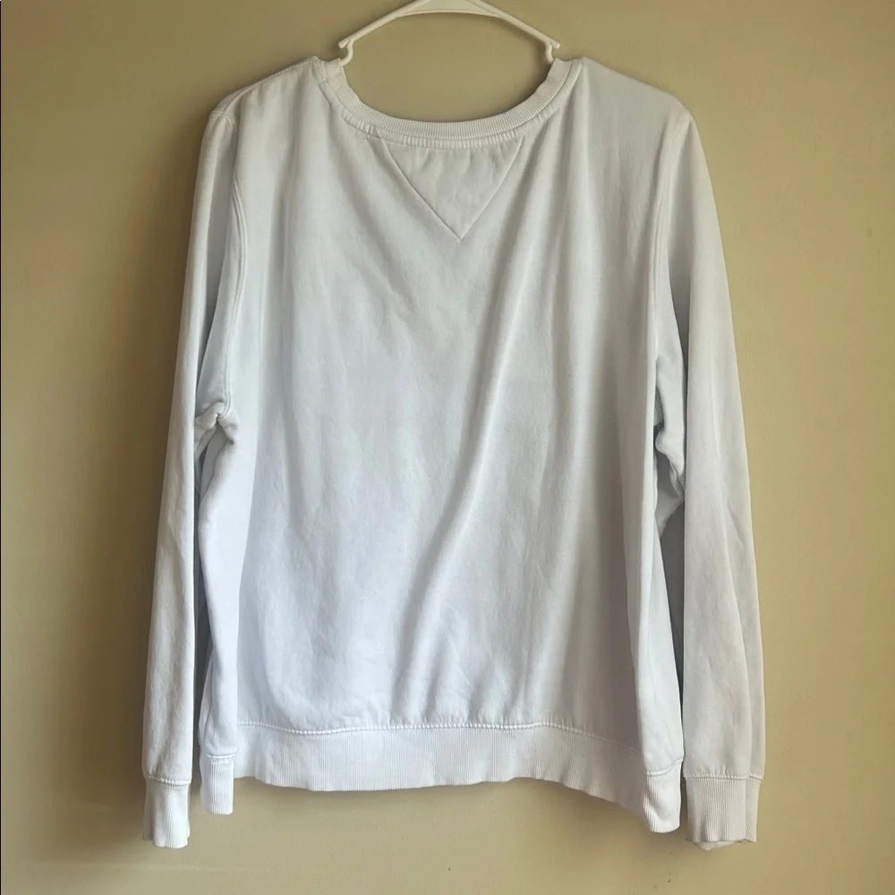 Tommy Jeans white with navy & red print pullover sweatshirt size large
